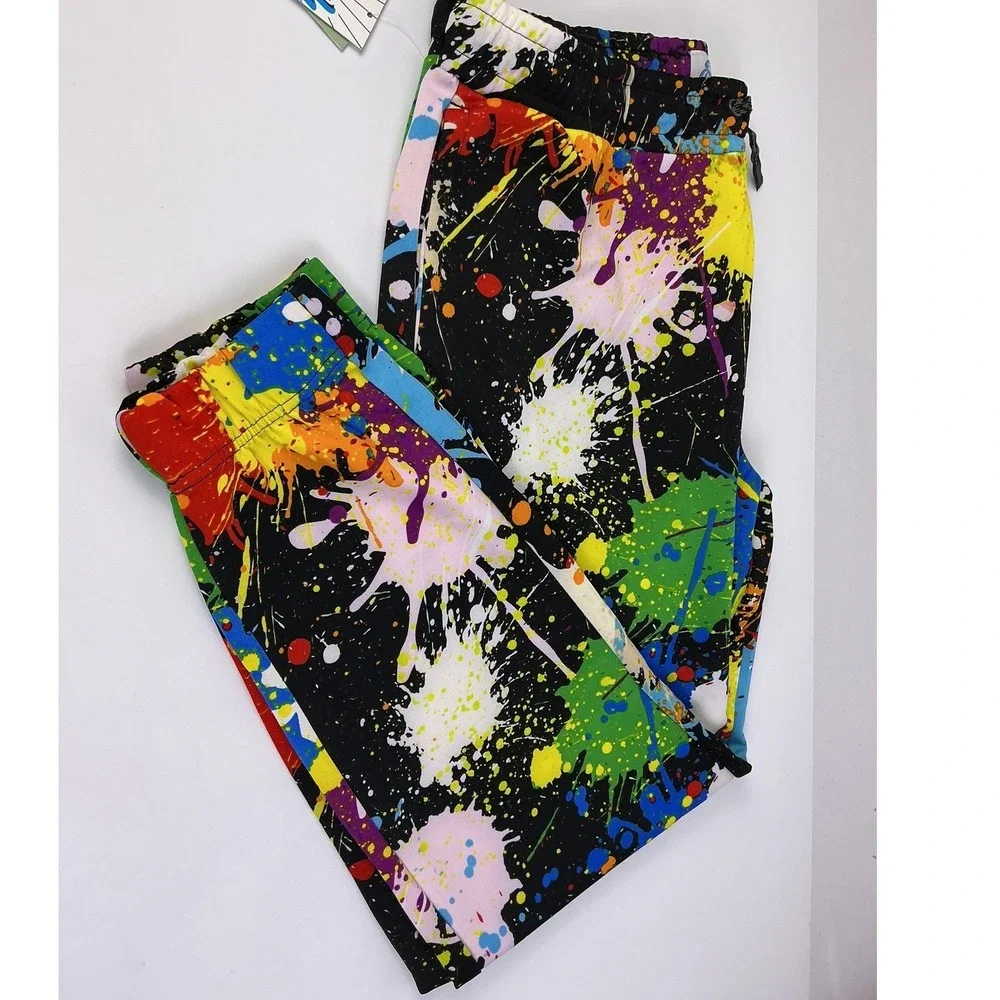 Fresh Prints of Bel-Aire Paint Splatter Joggers XLG Drawstring Pockets MSRP $62‎